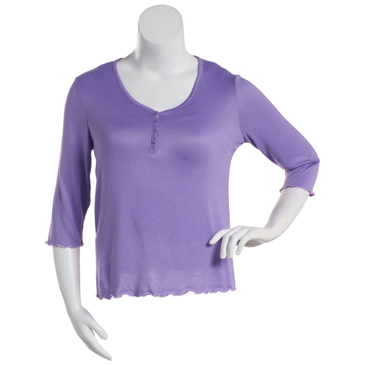 Womens Goodnight Kiss 3/4 Sleeve Butterknit Henley Tee