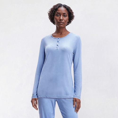 Womens MUK LUKS(R) Cloud Solid Henley Pajama Top