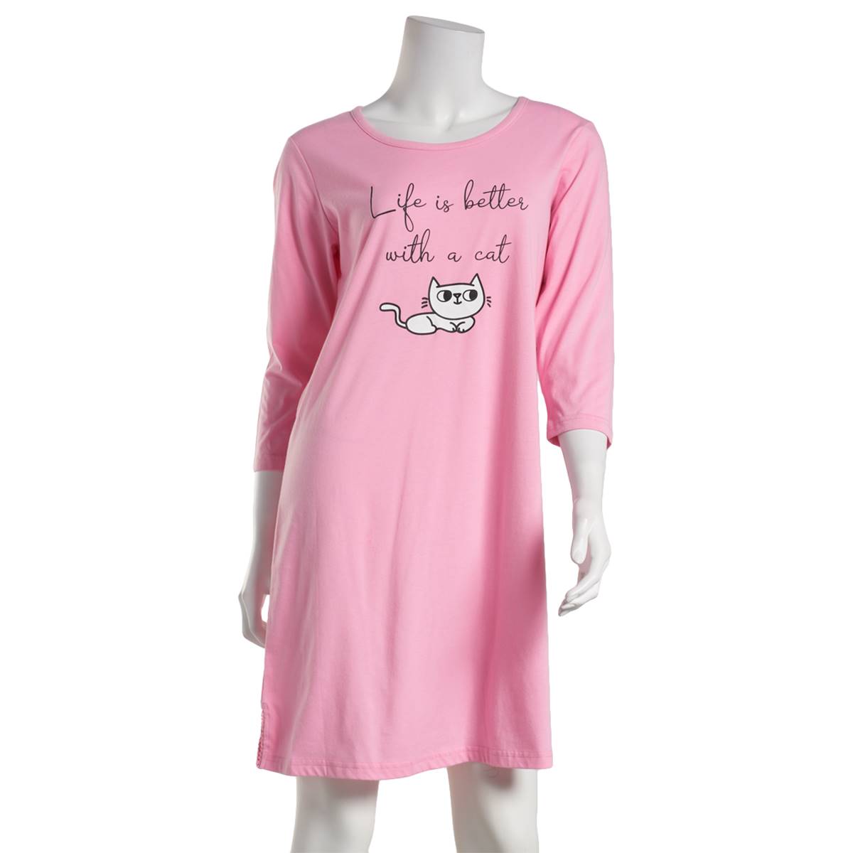 Womens Goodnight Kiss Life Is Better With A Cat Nightshirt