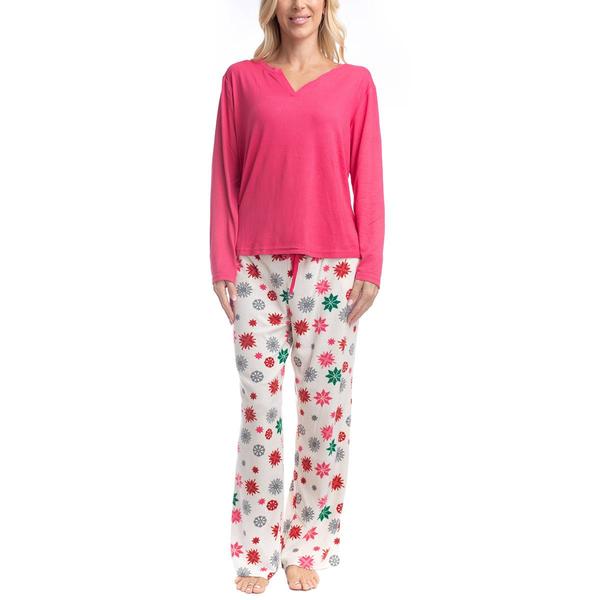 Womens Goodnight Kiss Holiday Pop Up Snowflakes Pajama Set