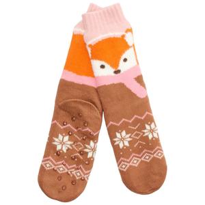 Womens Fuzzy Babba Fox Cozy Warmer Slipper Socks