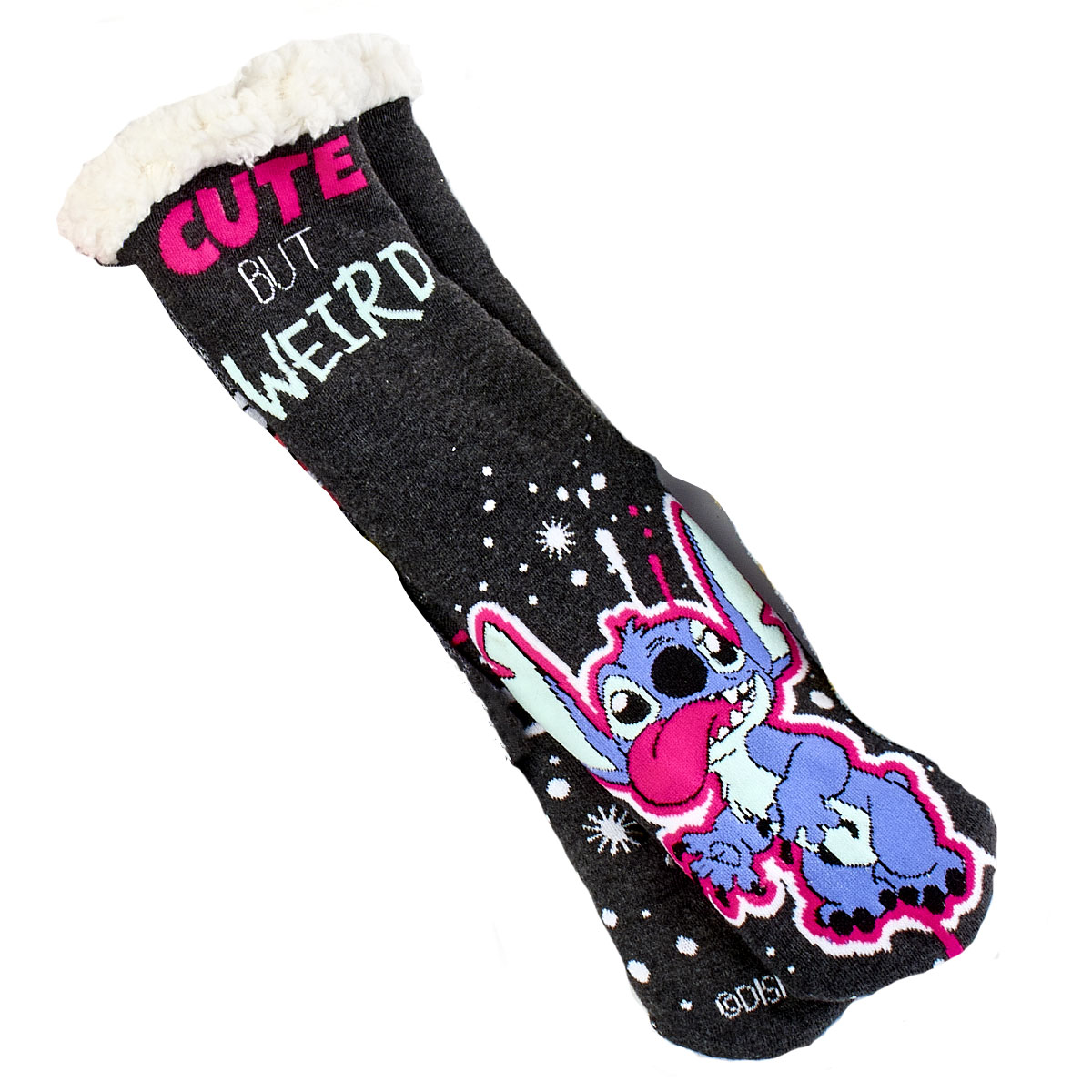 Womens Fuzzy Babba Lilo & Stitch Fuzzy Slipper Socks