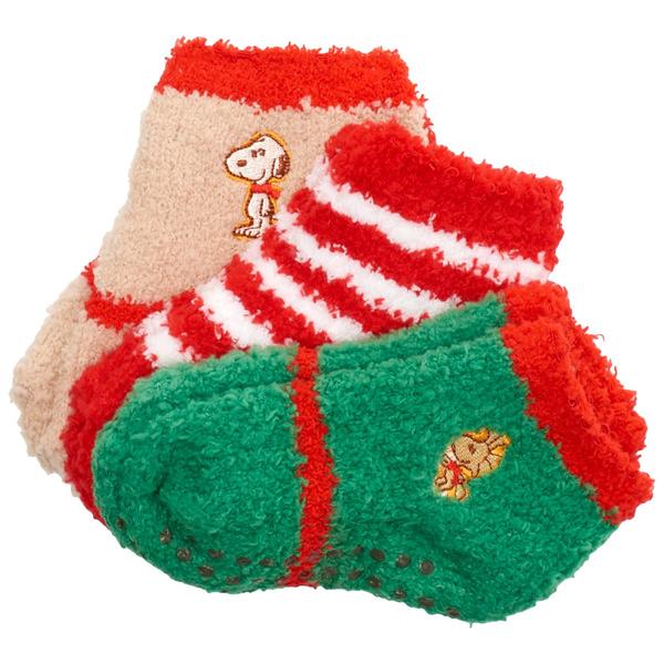 Baby Unisex (12-24M) Peanuts(tm) 3pk. Snoopy Christmas Gripper Socks