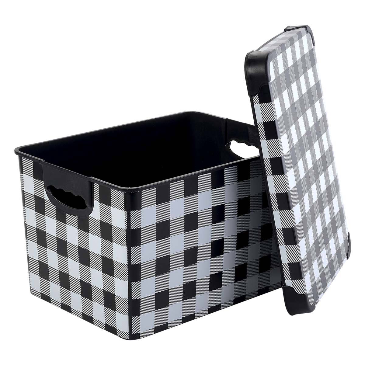 Buffalo Check Storage Tote - Black/White