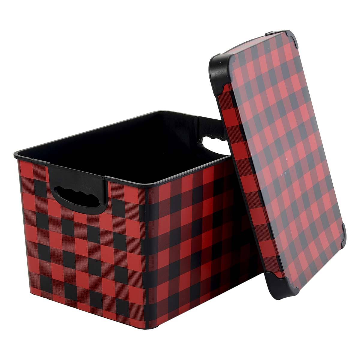 Buffalo Check Storage Tote - Black/Red