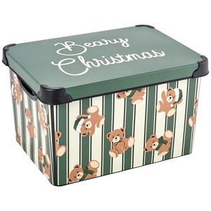 Beary Christmas Green Storage Tote