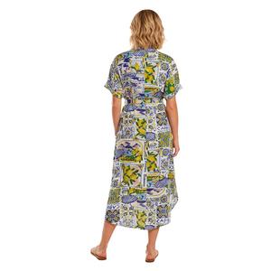 Womens Mlle Gabrielle Short Sleeve Split Neck Midi Dress alternate view