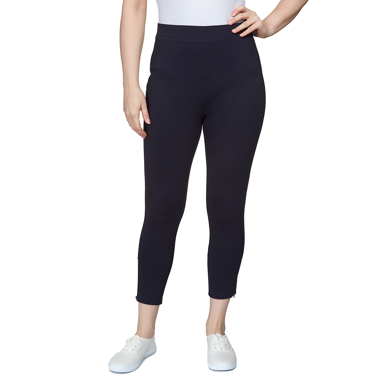 Plus Size Skye's The Limit Essentials Zipper Hem Capri Leggings