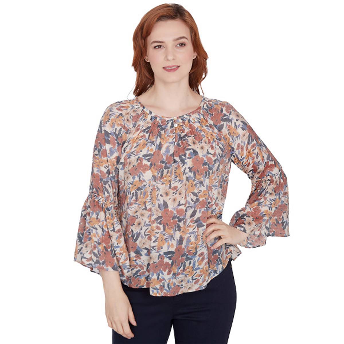 Plus Size Skye's The Limit Wonderfall Floral Bell Sleeve Blouse