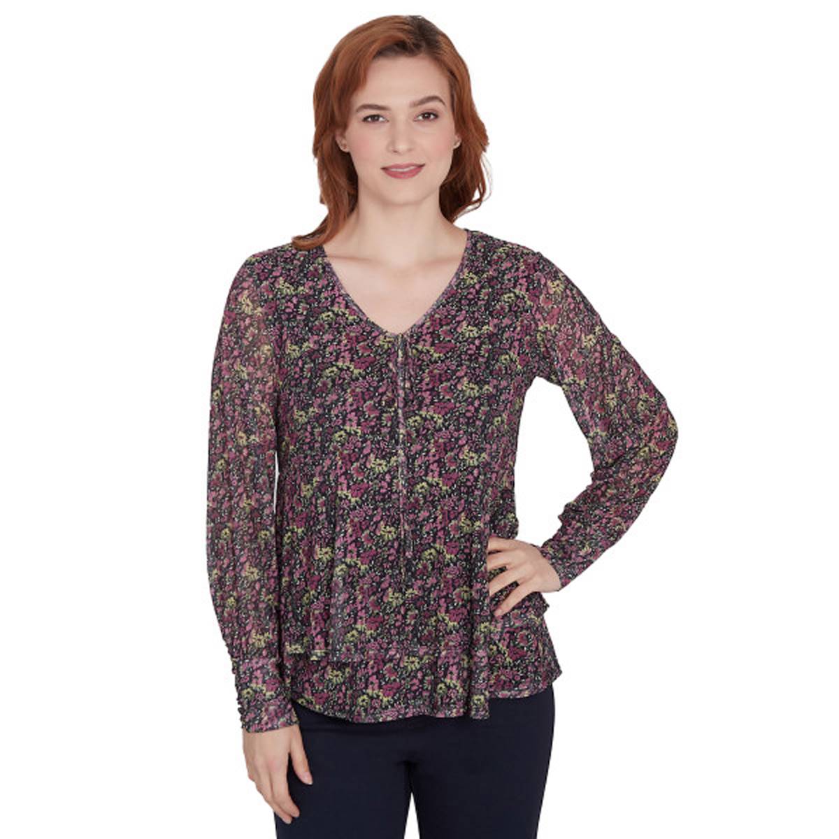 Womens Skye's The Limit Autumn Splendor Floral Blouse