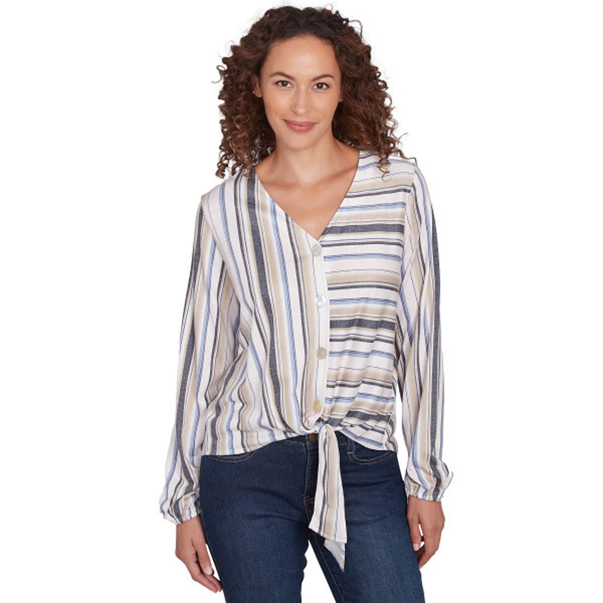 Plus Size Skye's The Limit Harbor Fest Long Sleeve Stripe Blouse