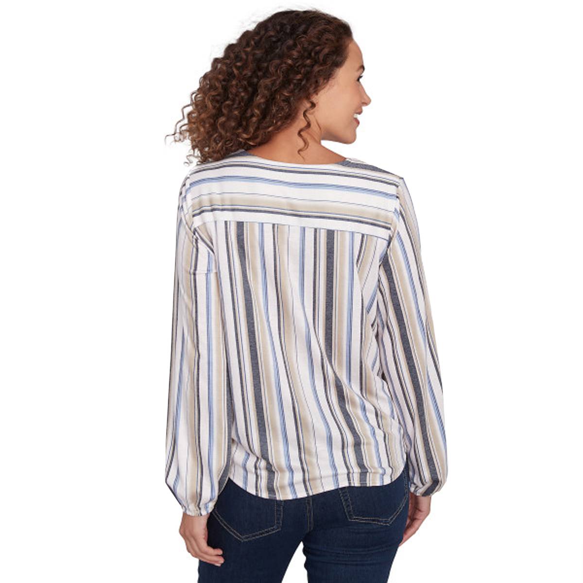 Plus Size Skye's The Limit Harbor Fest Long Sleeve Stripe Blouse