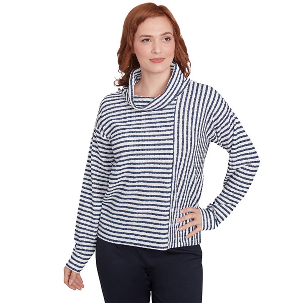 Womens Skye's The Limit Harbor Fest Cowl Neck Stripe Top