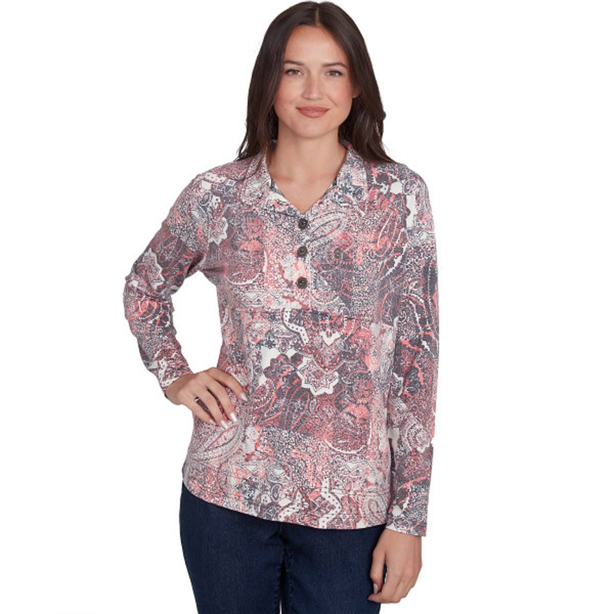 Plus Size Skye's The Limit At Leisure Long Sleeve Silky Blouse