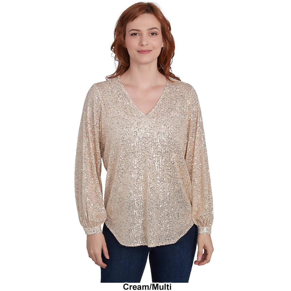 Plus Size Skye's The Limit Entertaining Sequin Long Sleeve Blouse