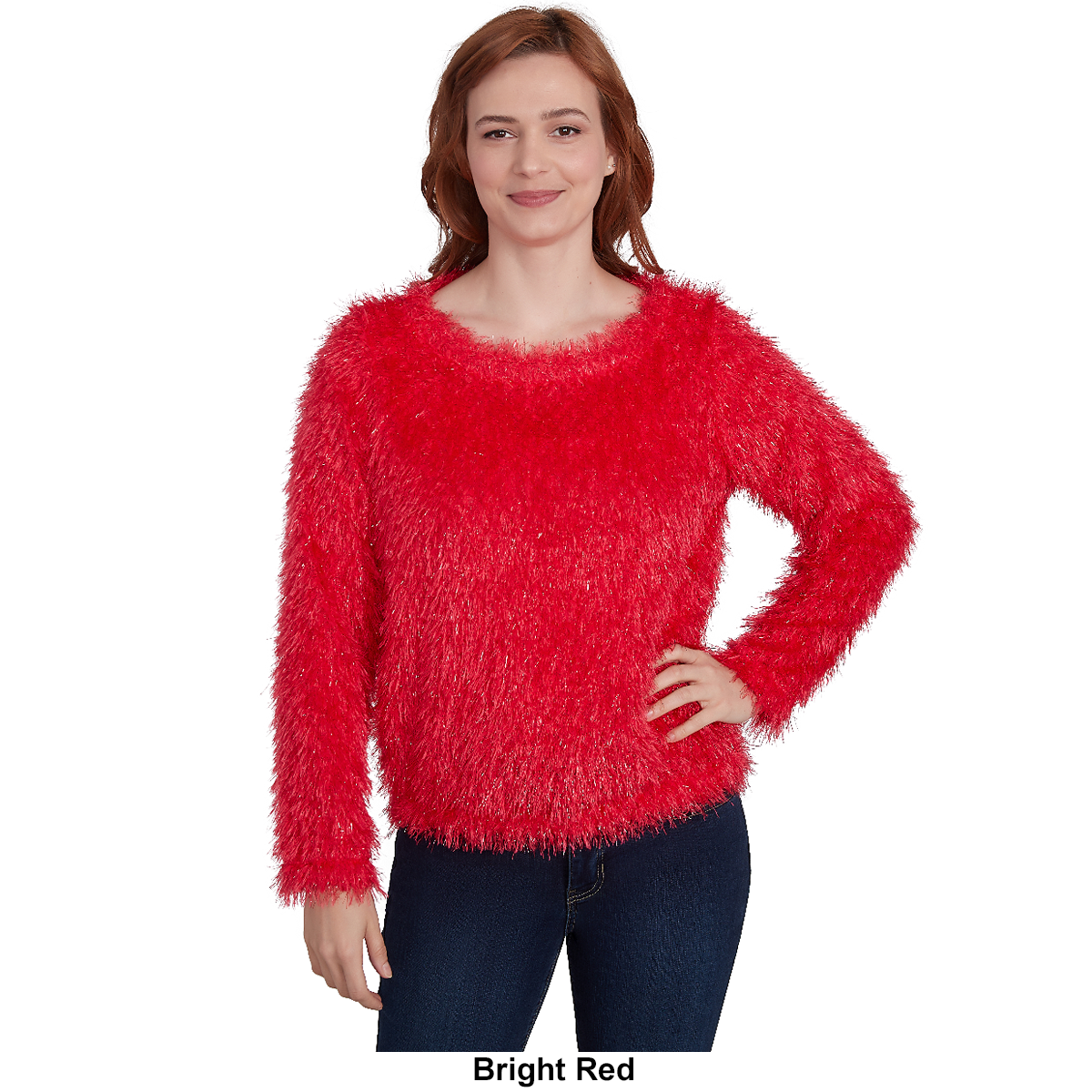 Women's Skye's The Limit Entertaining Solid Lurex Eyelash Sweater