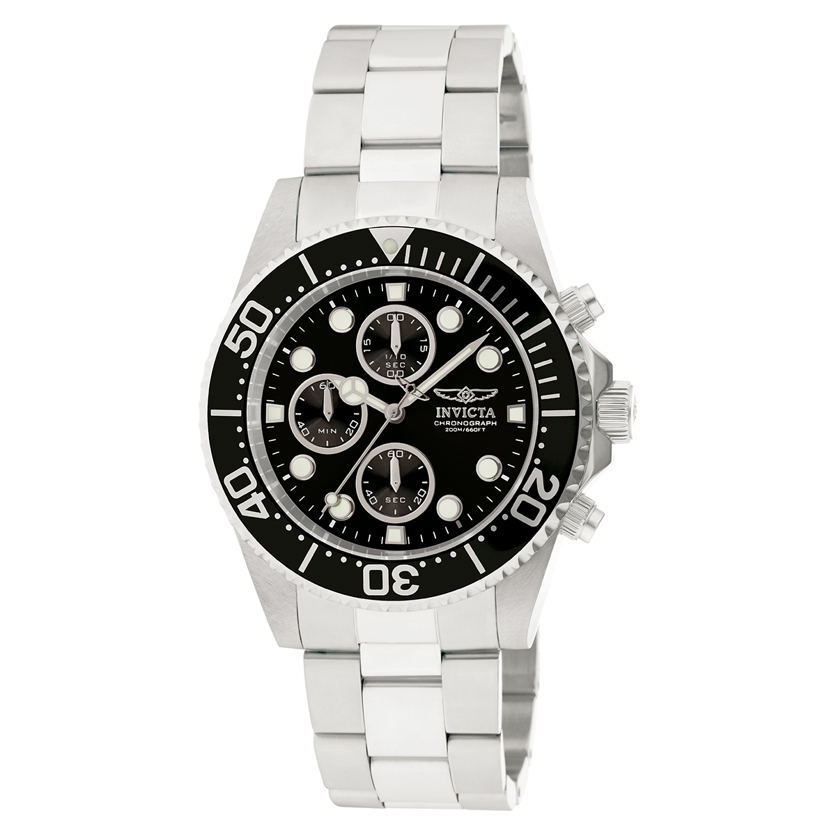 Mens Invicta Pro Diver Black/Silver Dial Watch - 1768