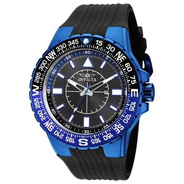 Mens Invicta Aviator 52mm Black & Blue Quartz Watch - 19269