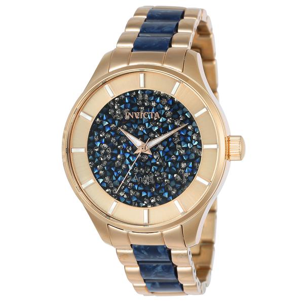 Womens Invicta Angel Rose Gold & Blue PC21 Quartz Watch - 24662