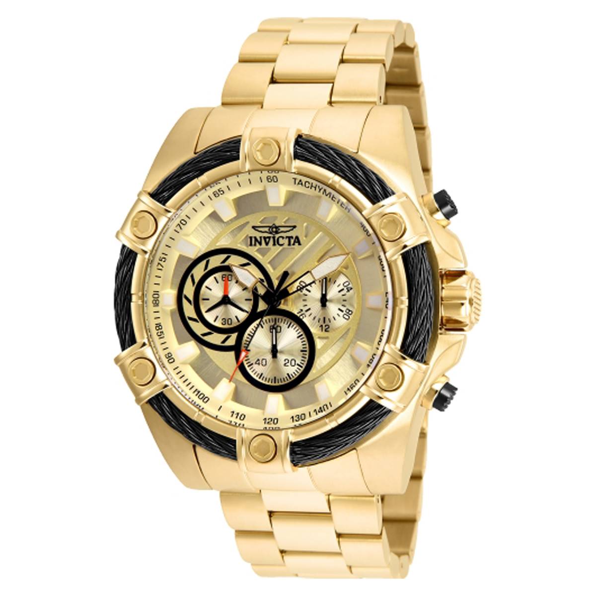 Mens Invicta Bolt 52mm Gold Dial VD54 Quartz Watch - 25515