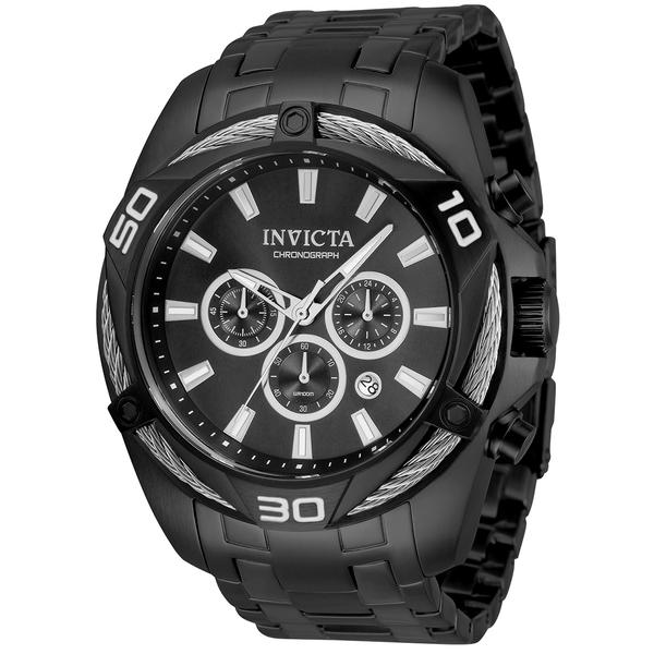 Mens Invicta Bolt Stainless Steel Black Dial Quartz Watch - 34136
