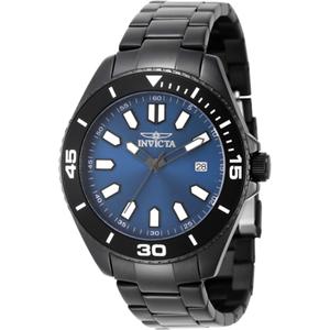 Mens Invicta Black Pro Diver Blue Dial Quartz Watch - 46320