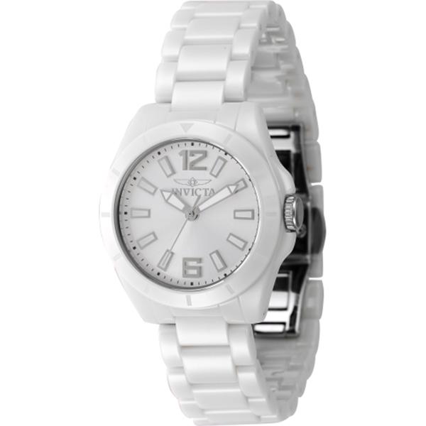 Womens Invicta Ceramic Silver Quartz 3 Hand Watch - 47334
