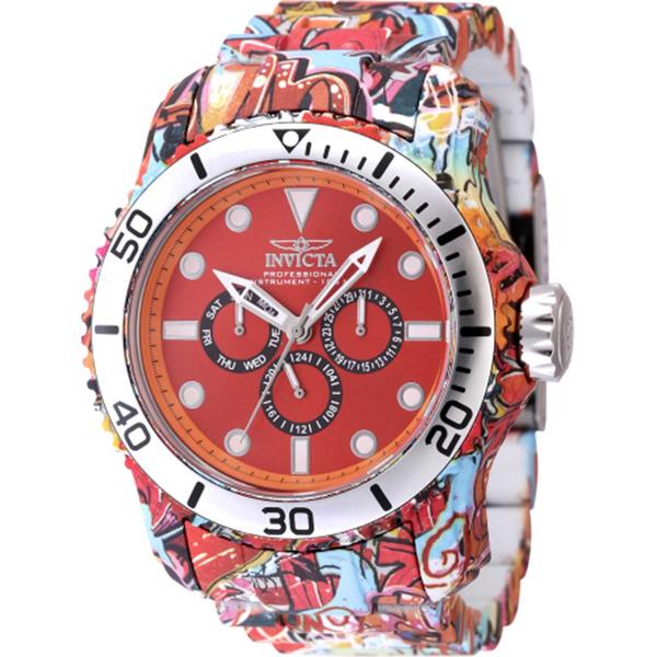 Mens Invicta Pro Diver Red Dial Quartz Watch - 47853