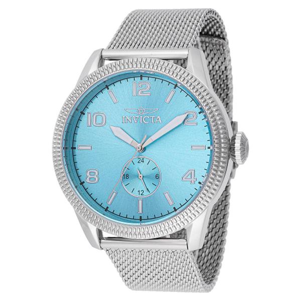 Mens Invicta Vintage Stainless Steel Light Blue Dial Watch-48914