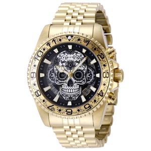 Mens Invicta Pro Diver Black/Grey Skull Dial Quartz Watch - 48951