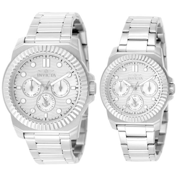 Mens & Womens Invicta Silver Dial Quartz Watch Set - 49256