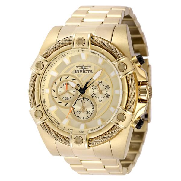 Mens Invicta Ocean Voyage Stainless Steel Gold Dial Watch - 49440