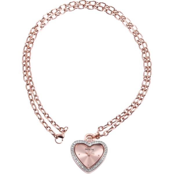 Womens Invicta Rose Gold-Tone Dial Mini Heart Dial Watch - 49939