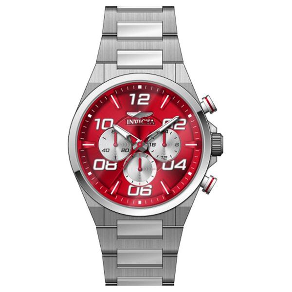 Mens Invicta Speedway Stainless Steel Red Dial Quartz Watch-50426