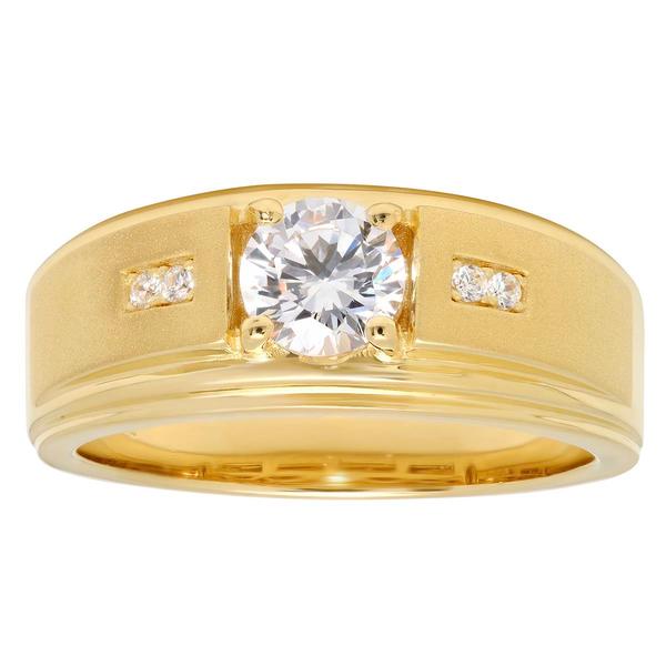 Mens Gentlemen's Classics(tm) Sterling Silver Gold Plated CZ Ring