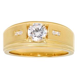 Mens Gentlemen's Classics(tm) Sterling Silver Gold Plated CZ Ring