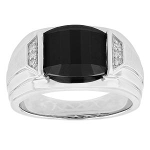 Mens Gentlemen's Classics(tm) Black Onyx & CZ Sapphire Ring