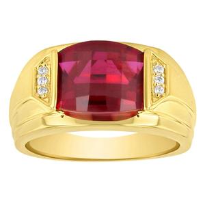 Gentlemen's Classics(tm) 14kt. Gold Plated Created Ruby & CZ Ring