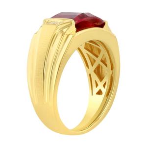 Gentlemen's Classics(tm) 14kt. Gold Plated Created Ruby & CZ Ring alternate view