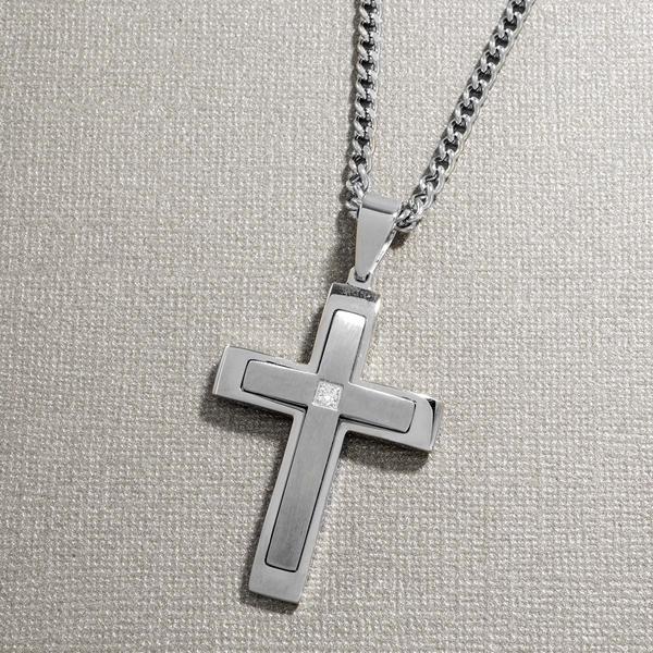 Mens Nova Star(R) Forged 1/20ctw. Lab Grown Diamond Cross Pendant