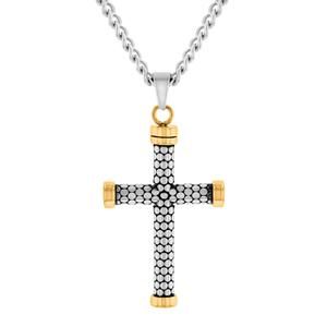 Mens Gentlemen's Classics(tm) Stainless Steel Two-Tone Cross Pendant