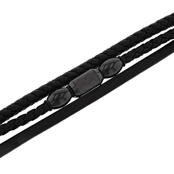 Mens Gentlemen's Classics Stainless Steel & Faux Leather Bracelet alternate view