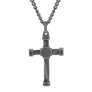 Mens Gentlemen's Classics(tm) Stainless Gunmetal Cross Necklace