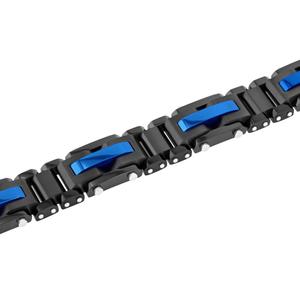 Mens Gentlemen's Classics(tm) Black & Blue Ion Plated Link Bracelet alternate view