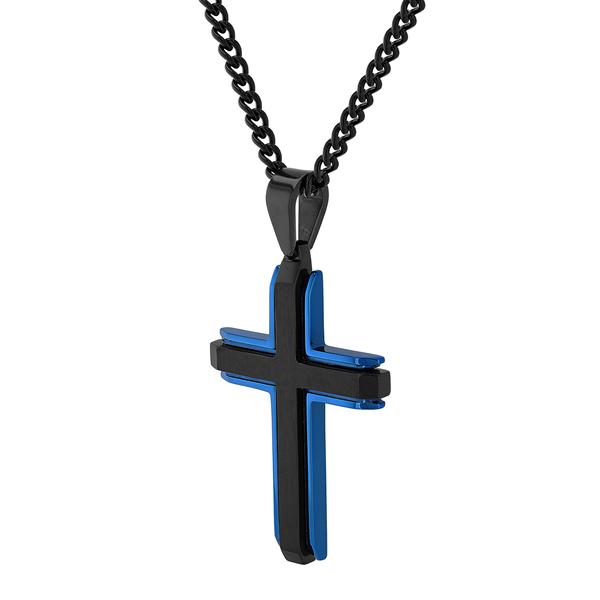 Mens Gentlemen's Classics(tm) Stainless Black/Blue Cross Pendant alternate view