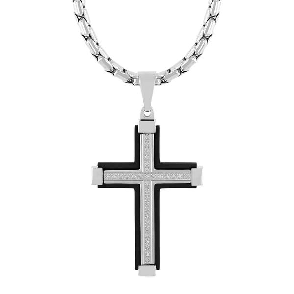 Mens Gentlemen's Classics(tm) Two-Tone Cross Pendant Necklace