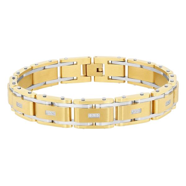 Mens Gentlemen's Classics(tm) Diamond & Gold-Tone Link Bracelet