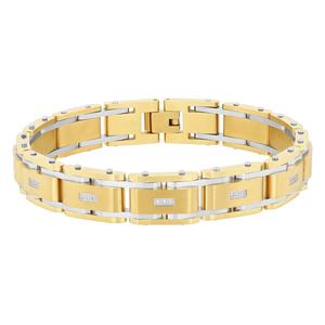 Mens Gentlemen's Classics(tm) Diamond & Gold-Tone Link Bracelet