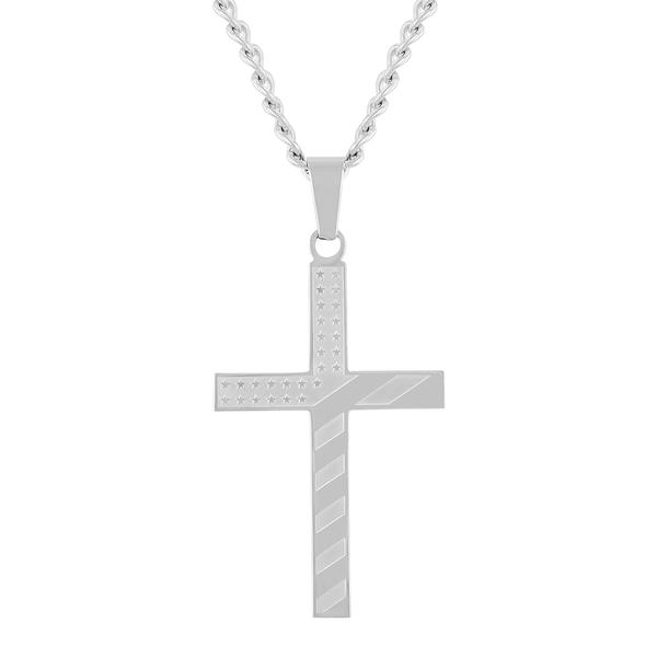 Mens Gentlemen's Classics(tm) Star & Striped Cross Pendant Necklace