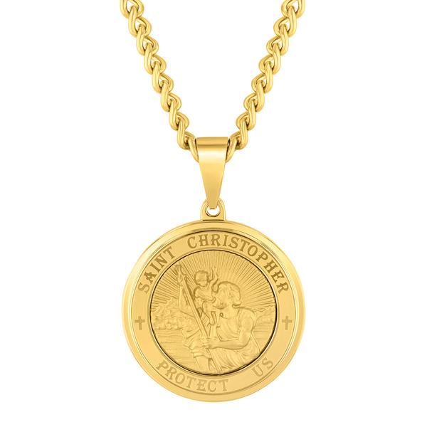 Mens Gentlemens Classics(tm) Gold St. Christopher Medallion Pendant